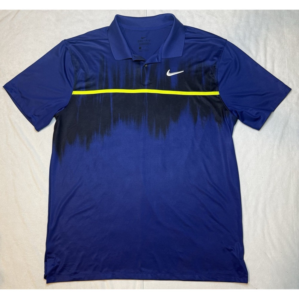 Nike Dry Vapor Fog Print Golf Polo L Royal Blue CN6806 455 Performance Lightwt